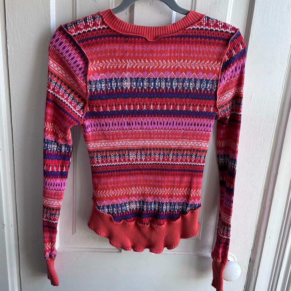 Free People Movement Rally Printed Layer Henley Fired Up Combo - Picture 4 of 8